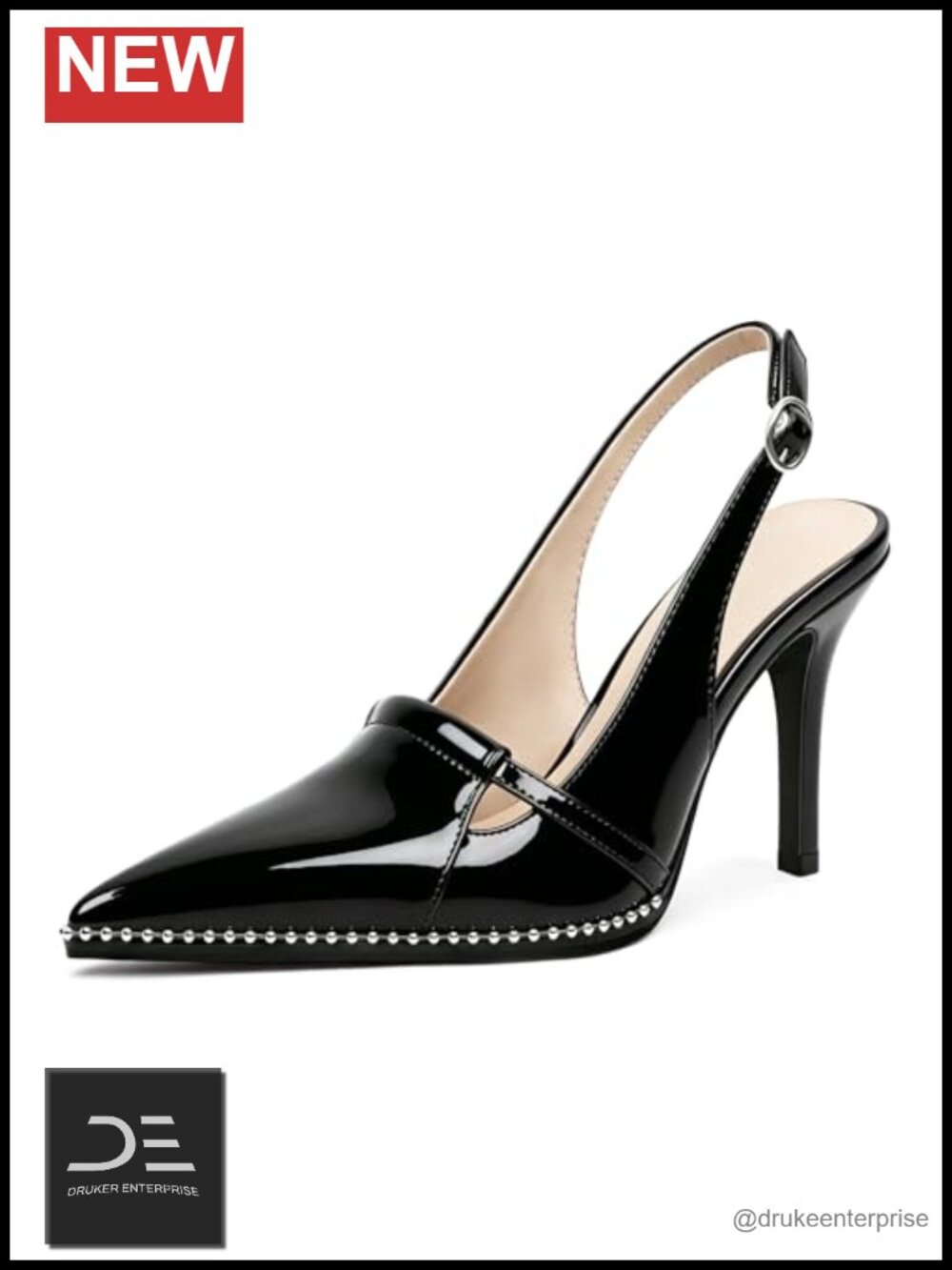 Women's Slingback Heels Pointed Toe Stilettos Beaded High Heel Pumps Sexy